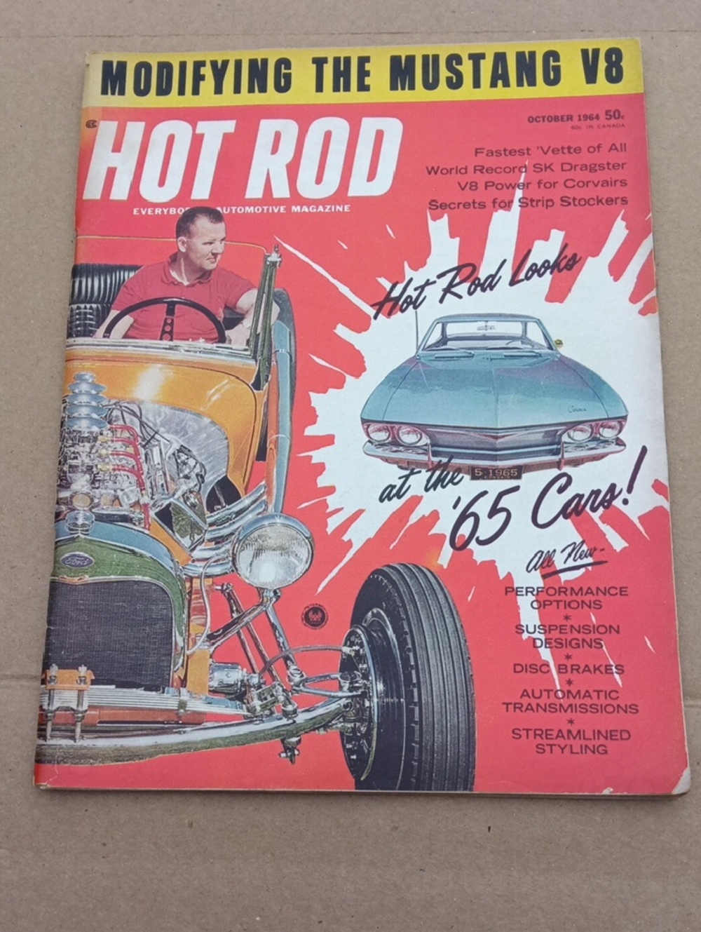 Hot Rod Magazine October 1964 Cover - Red & Yellow
